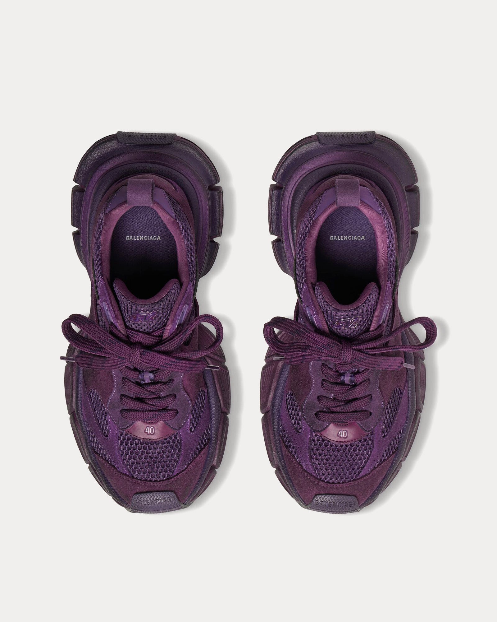 Balenciaga 3XL Mesh & Suede-Like Dark Purple Low Top Sneakers - 2