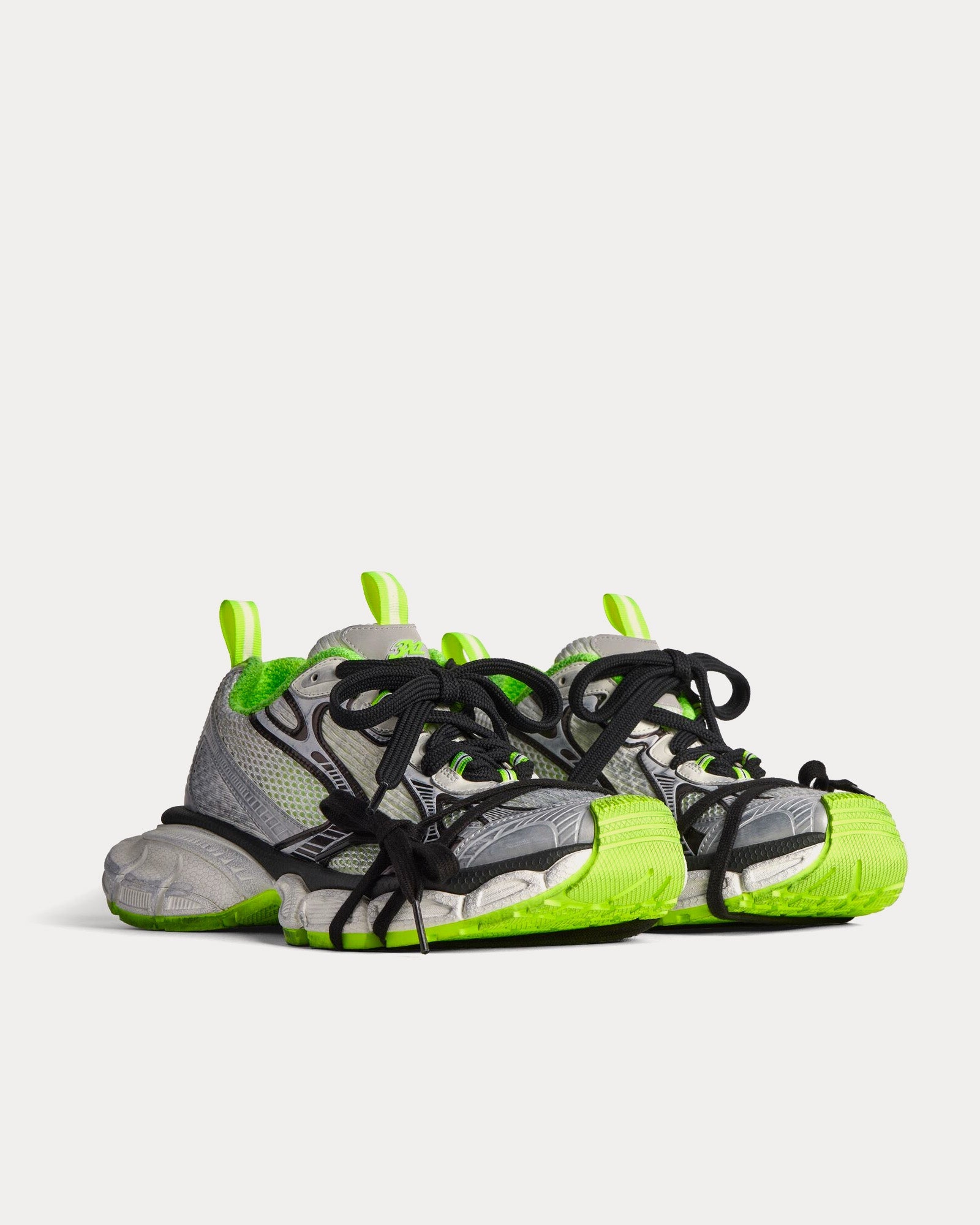 Balenciaga 3XL Mesh & Polyurethane White / Black / Neon Yellow Low Top Sneakers - 3