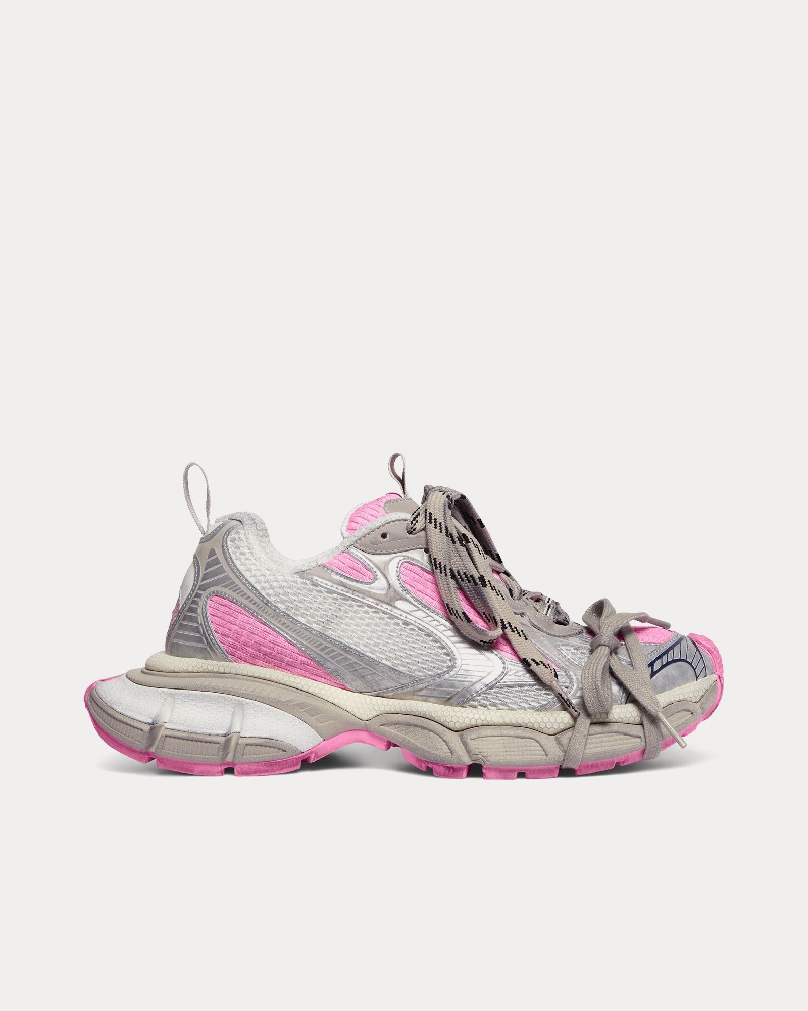 Balenciaga 3XL Mesh & Polyurethane White / Grey / Pink Low Top Sneakers - 1