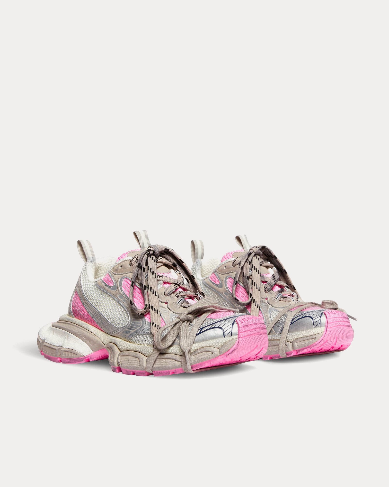 Balenciaga 3XL Mesh & Polyurethane White / Grey / Pink Low Top Sneakers - 3