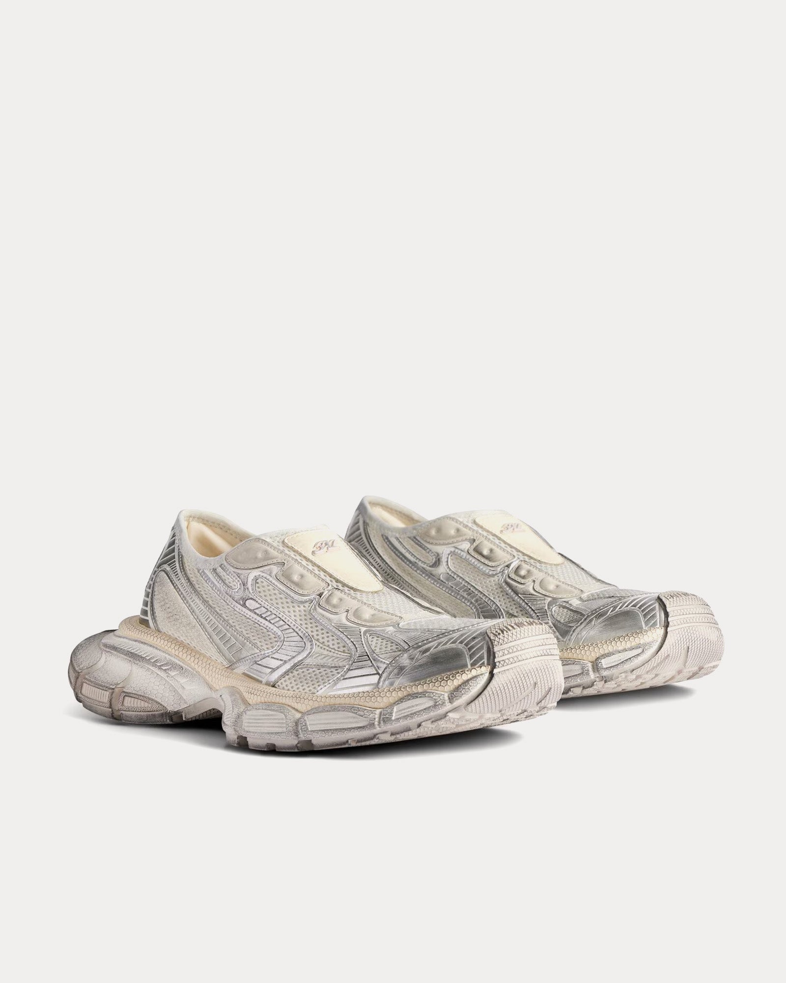 Balenciaga 3XL Polyurethane & Polyester Eggshell Slip On Sneakers - 3