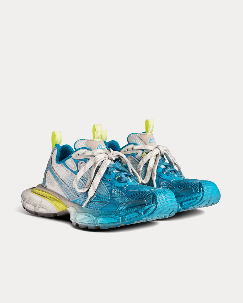 Balenciaga 3XL Toe Spray White / Blue / Yellow Low Top Sneakers - 3