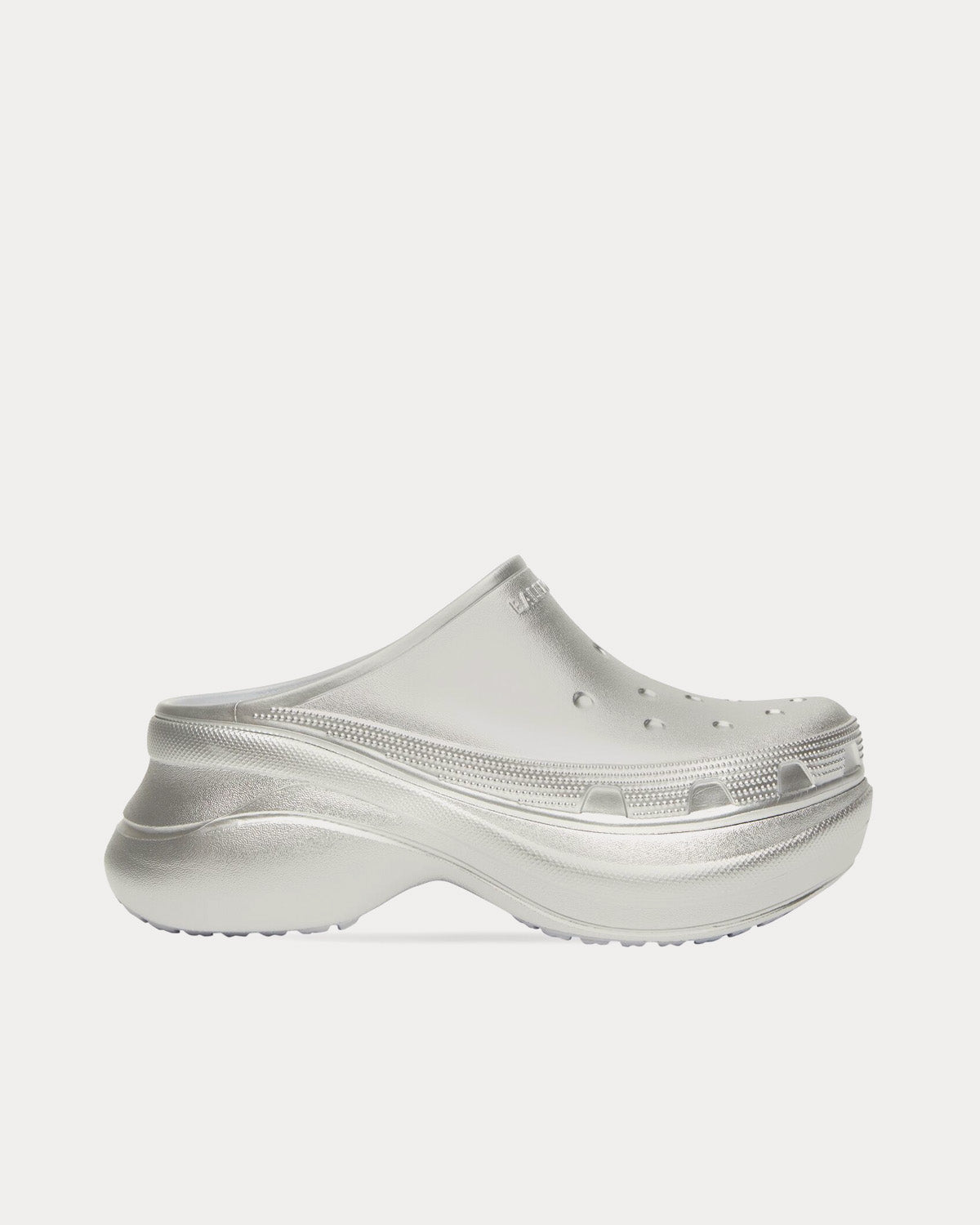 Balenciaga x Crocs Rubber Mule Silver Slip Ons - 1