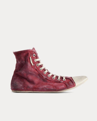 Balenciaga Paris Ultra Flat Recycled Canvas Red High Top Sneakers