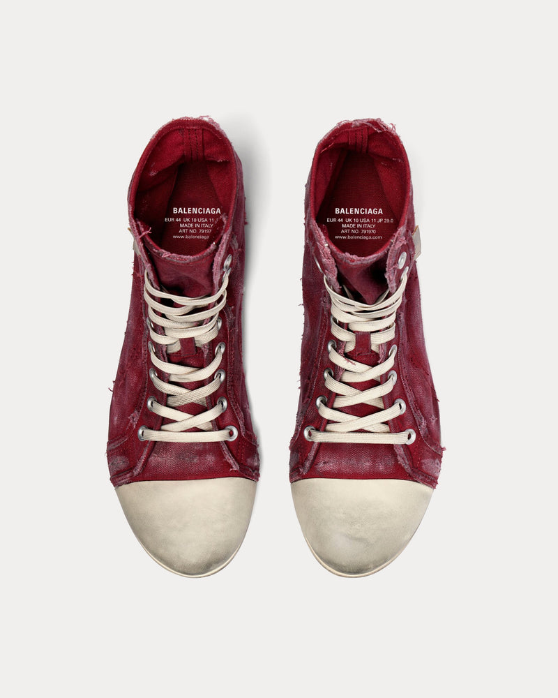 Balenciaga Paris Ultra Flat Recycled Canvas Red High Top Sneakers - 2