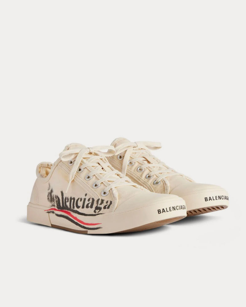 Balenciaga Paris Logo Light Beige Low Top Sneakers - 2