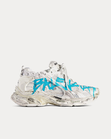 Balenciaga Runner Graffiti Mesh & Nylon White / Blue Low Top Sneakers