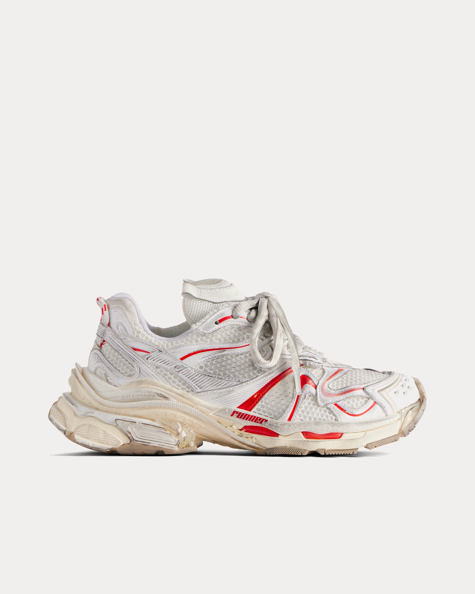 Balenciaga Runner 2.0 Mesh & Polyurethane White / Beige / Red Low Top Sneakers - 1