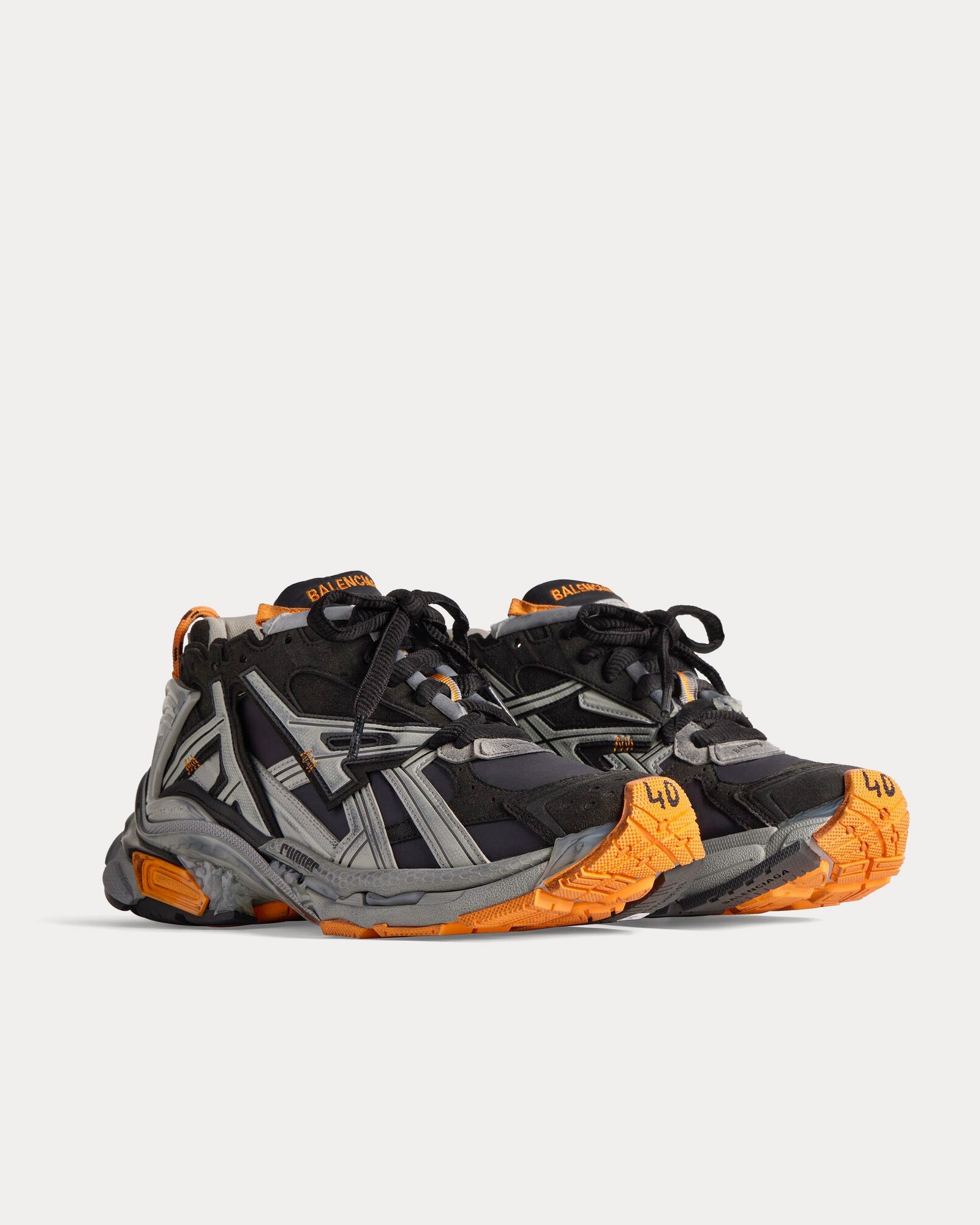 Balenciaga Runner Nylon Suede Like Black Grey Neon Orange Low Top Sneakers Sneak in Peace