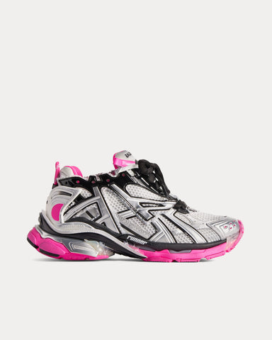 Balenciaga Runner Mesh & Nylon Silver / Black / Neon Pink Low Top Sneakers