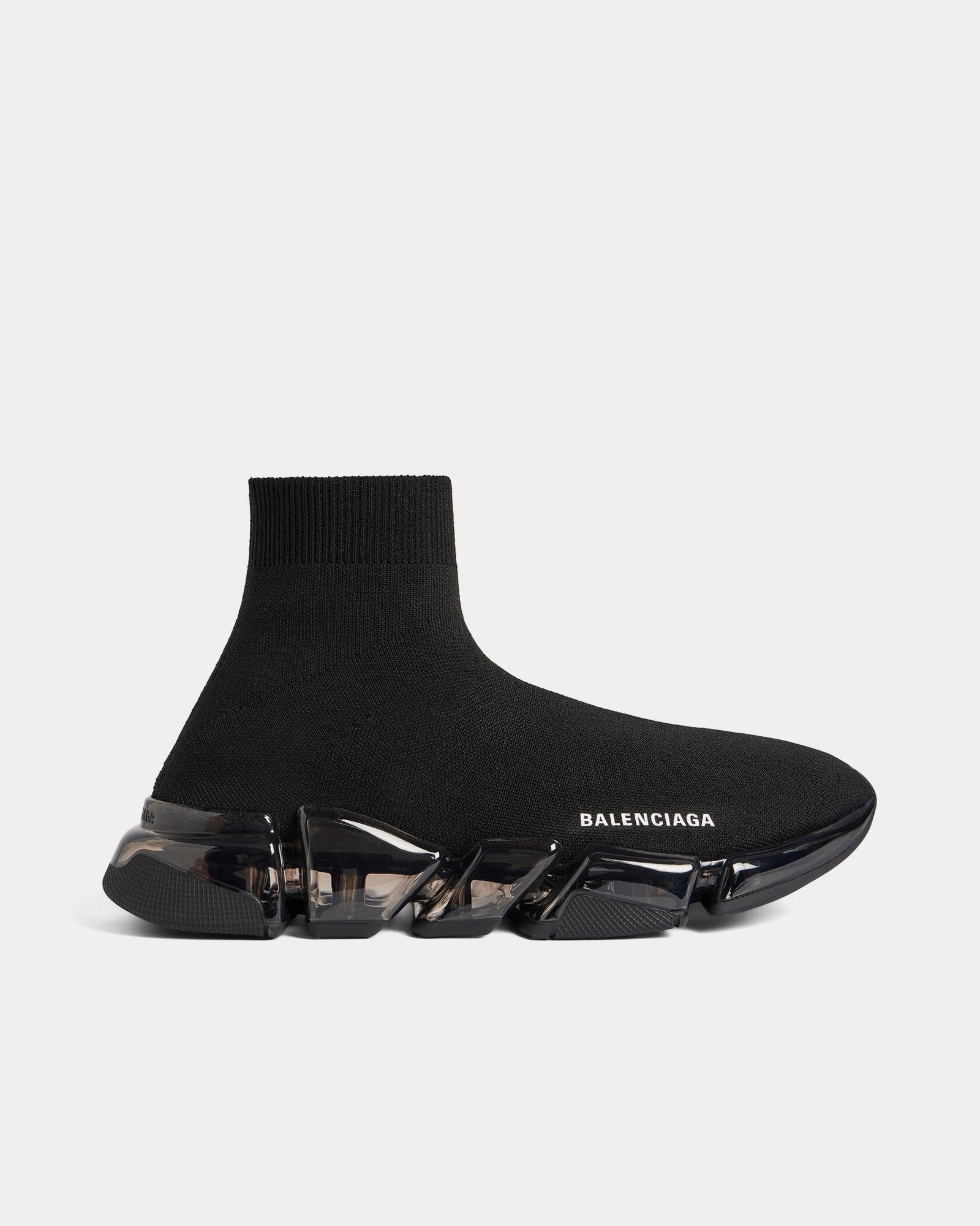 Balenciaga Speed 2.0 Full Clear Sole Recycled Knit Black High Top Sneakers - 1