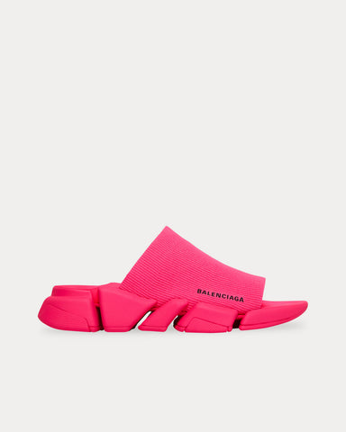 Balenciaga Speed 2.0 Recycled Knit Neon Pink Slides