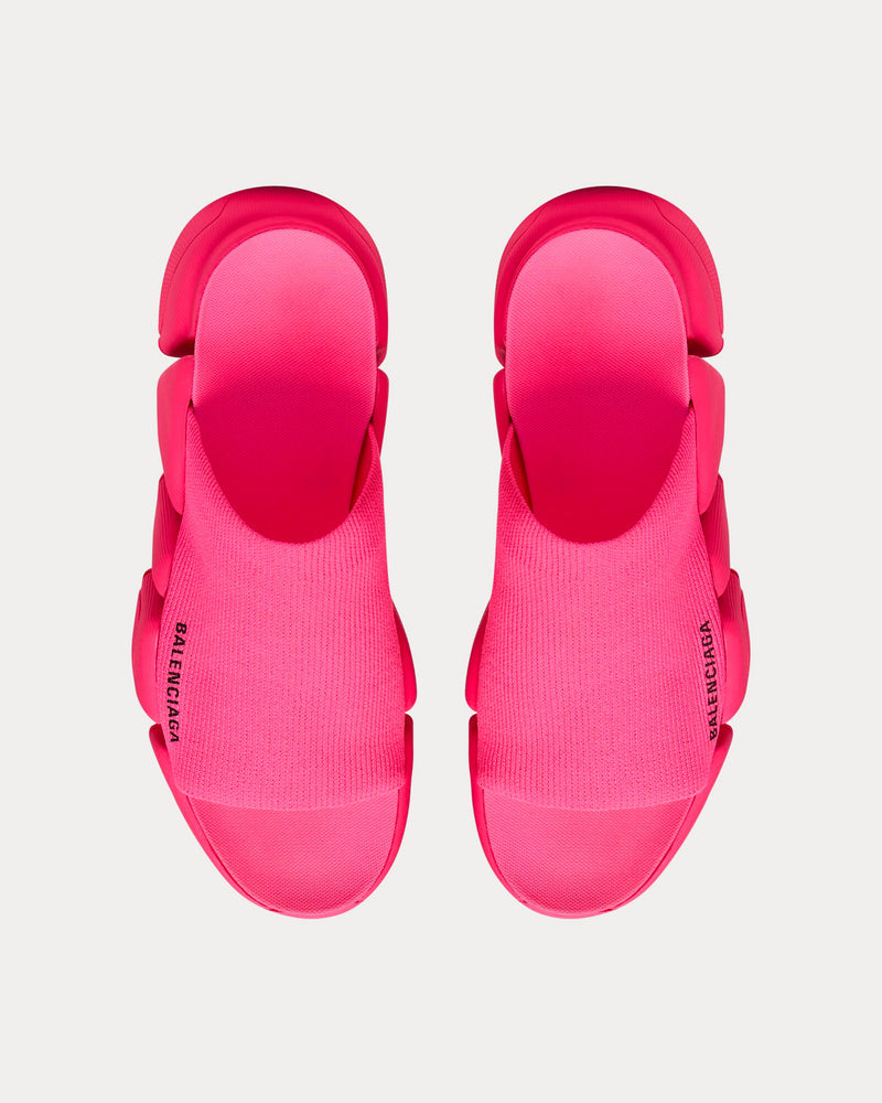 Balenciaga Speed 2.0 Recycled Knit Neon Pink Slides - 2