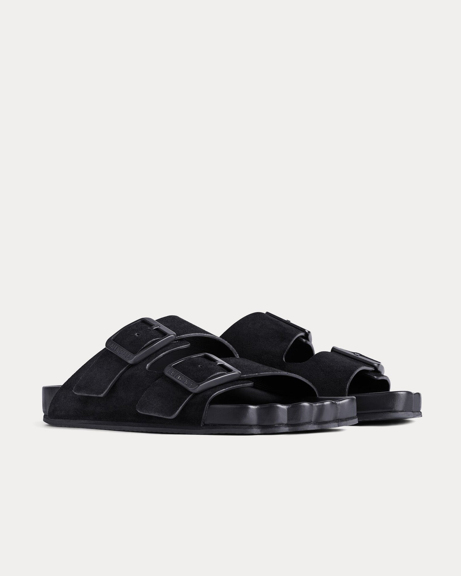 Balenciaga Sunday Suede Calfskin Black Sandals - 3