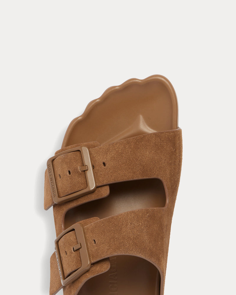 Balenciaga Sunday Suede Calfskin Light Brown Sandals - 4