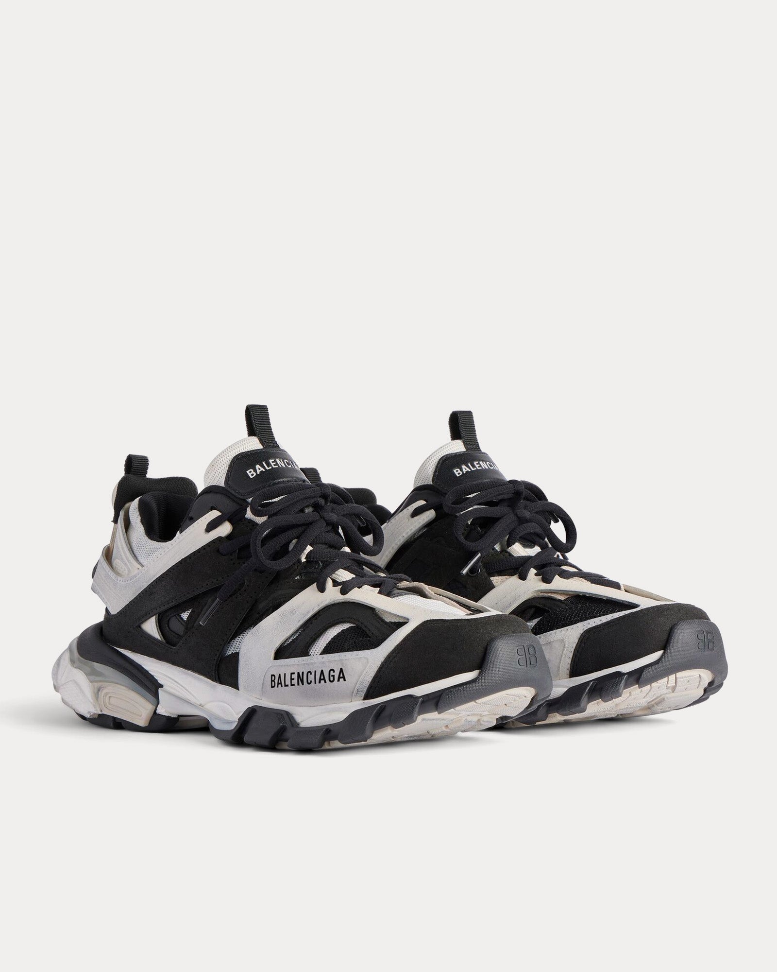 Balenciaga Track Mesh & Suede-Like Fabric Grey / Black / White Low Top Sneakers - 3