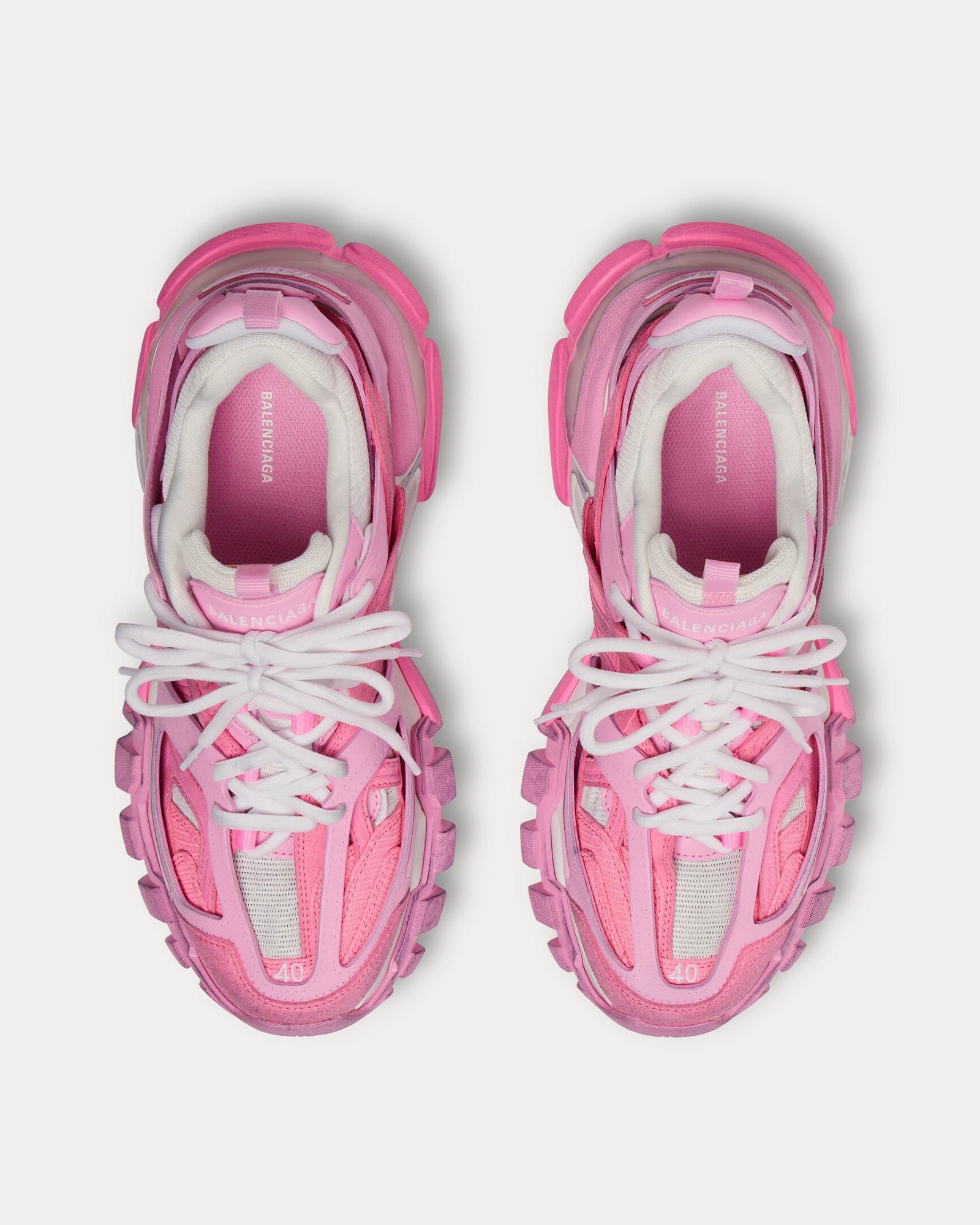 Balenciaga Track Mesh & Suede-Like Fabric Pink Low Top Sneakers - 2