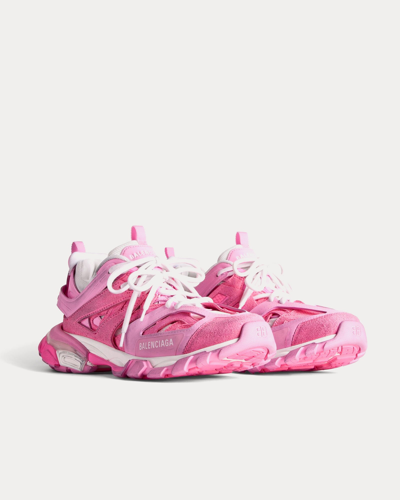 Balenciaga Track Mesh & Suede-Like Fabric Pink Low Top Sneakers - 3