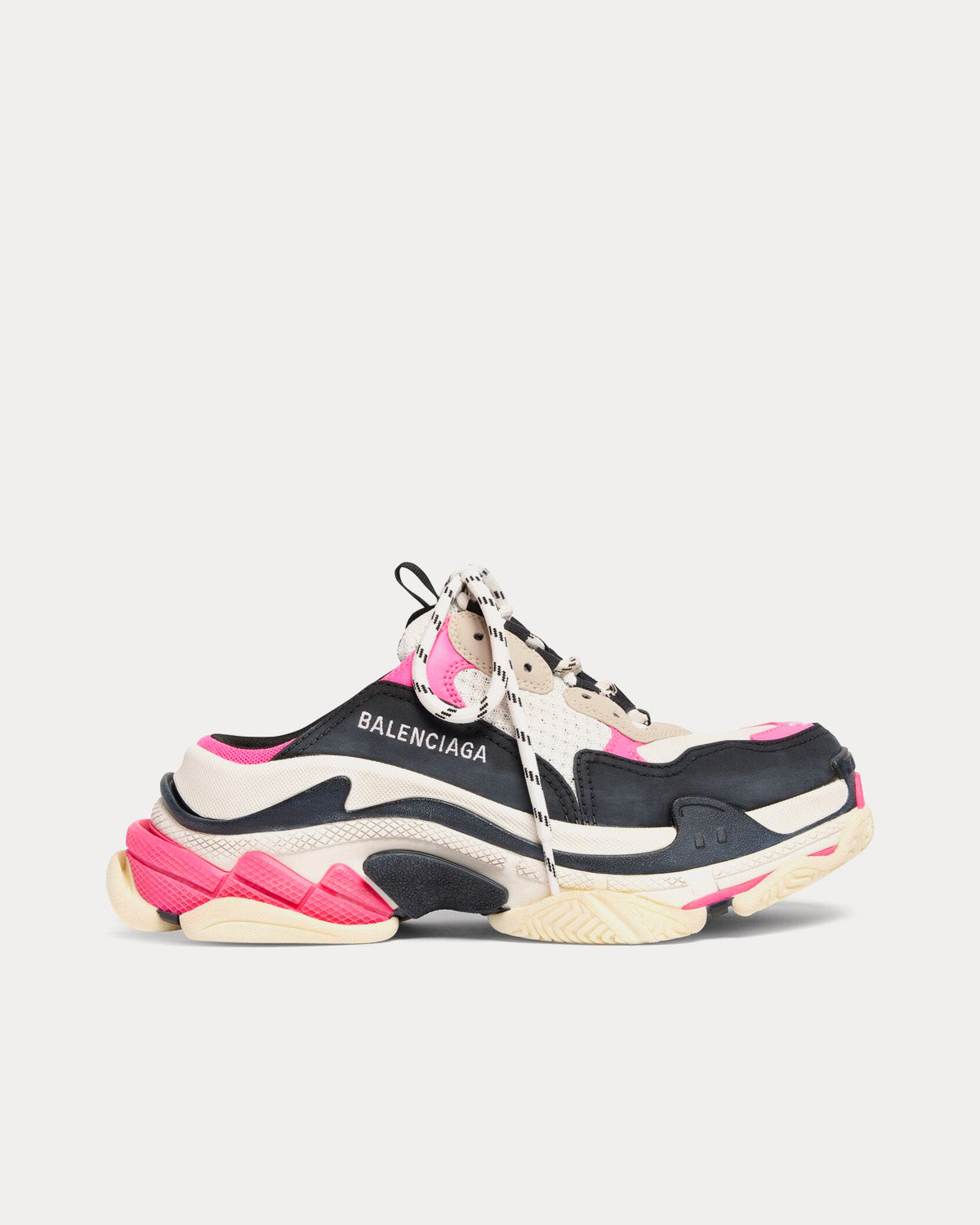 Balenciaga Triple S Mule Double Foam & Mesh White / Pink / Black Slip On Sneakers - 1