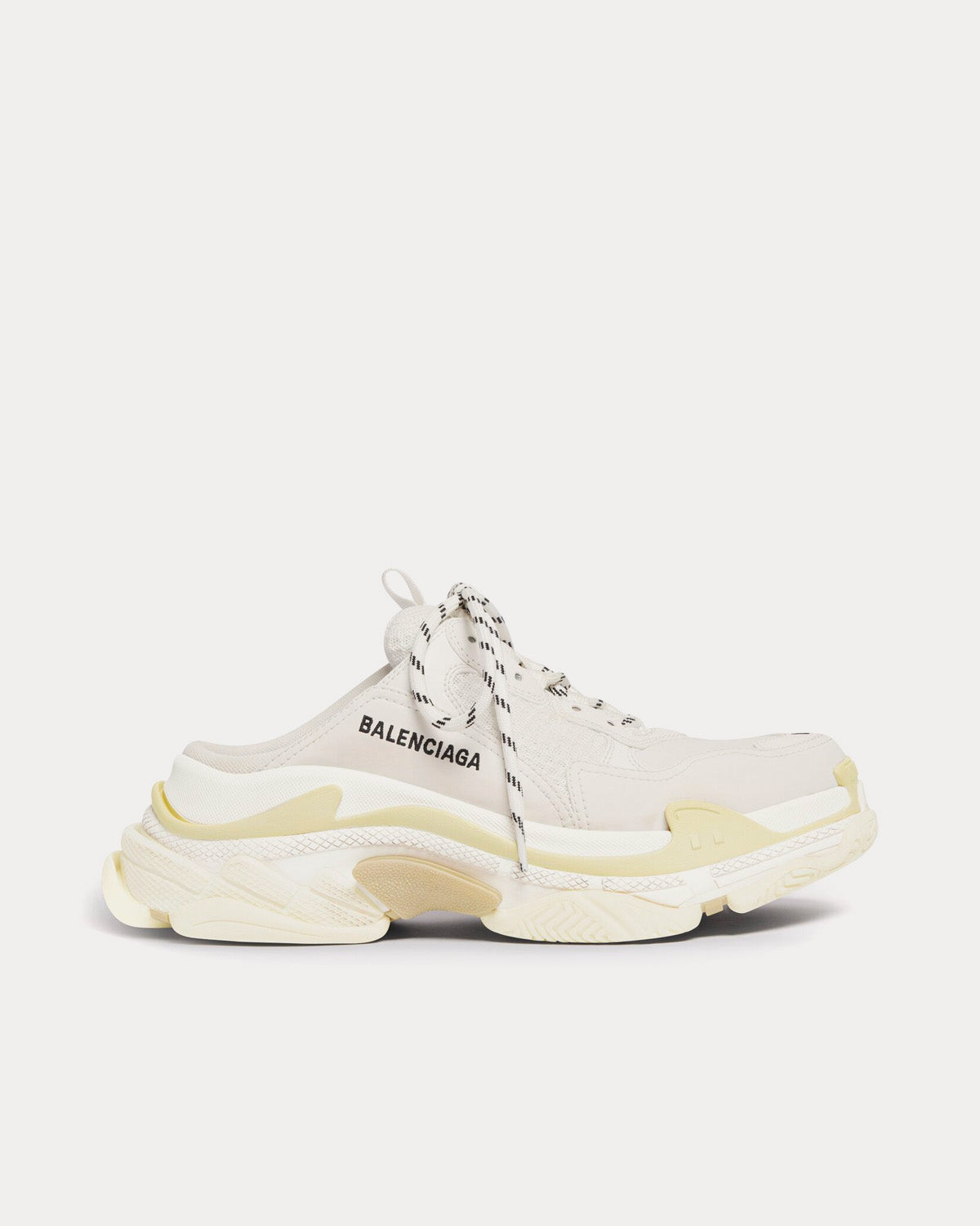 Balenciaga Triple S Mule Double Foam & Mesh White Slip On Sneakers - 1