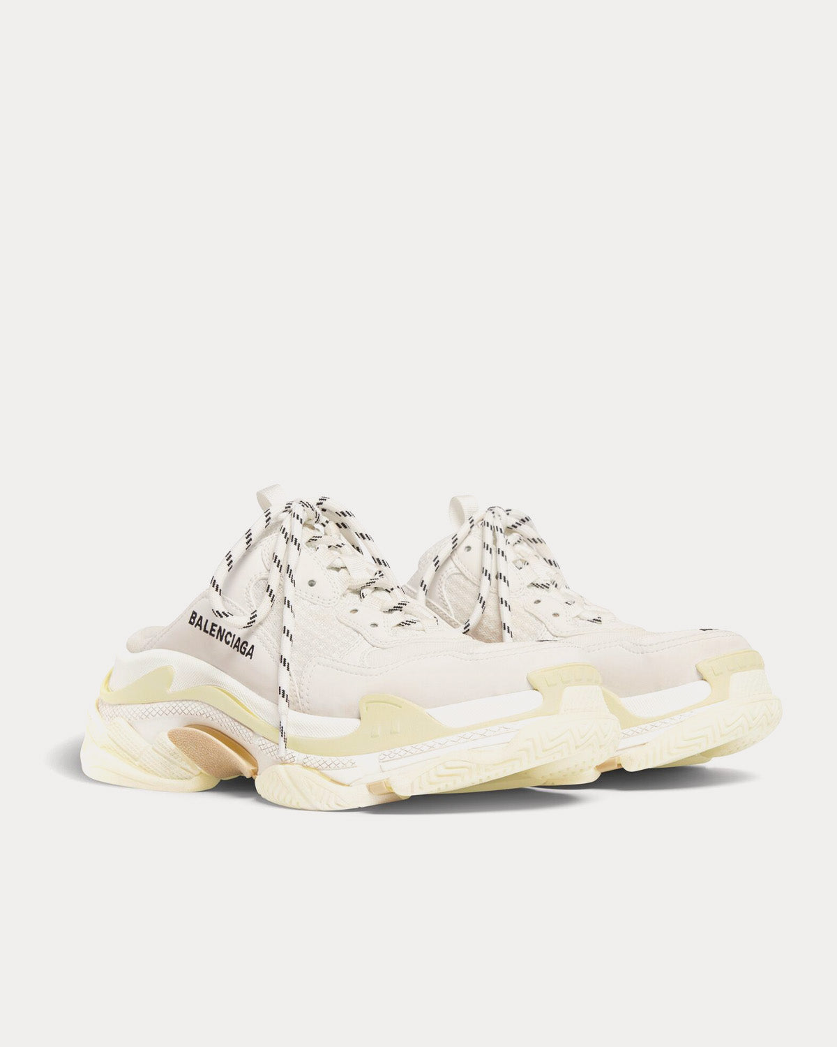 Balenciaga Triple S Mule Double Foam & Mesh White Slip On Sneakers - 3