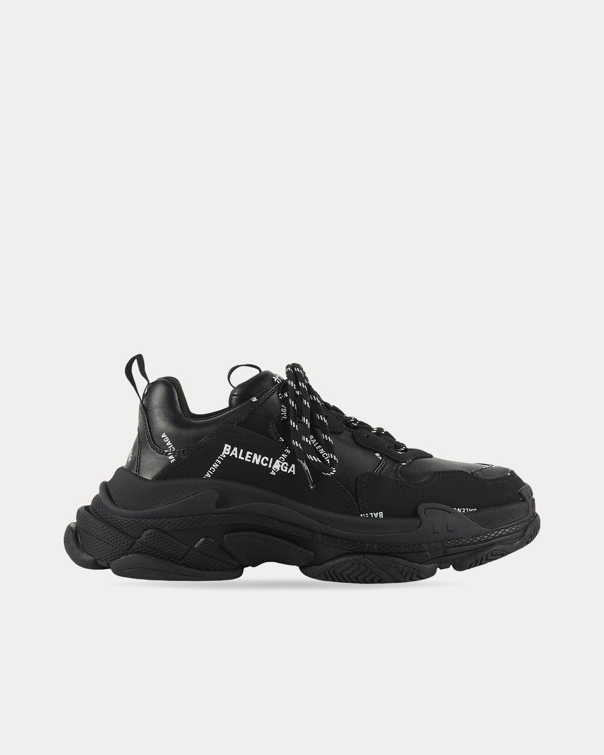 Balenciaga Triple S Allover Logo Black Low Top Sneakers - 1