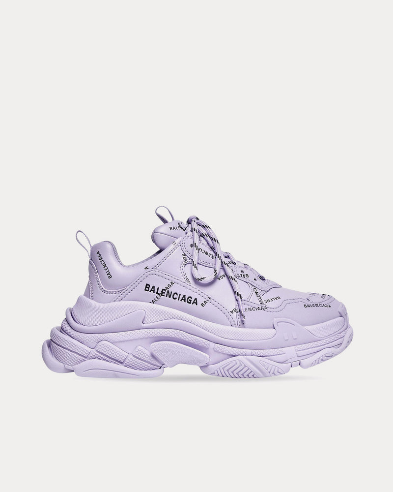 Balenciaga Triple S Allover Logo Lilac Low Top Sneakers - 1