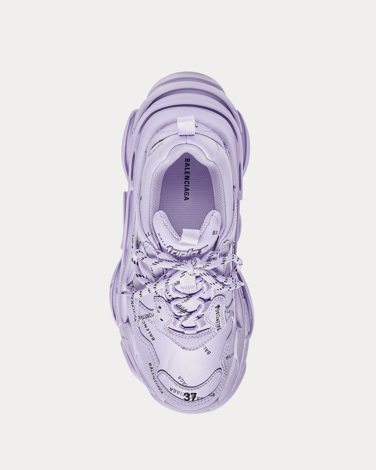 Balenciaga Triple S Allover Logo Lilac Low Top Sneakers - 2