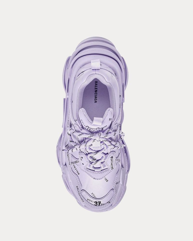 Balenciaga Triple S Allover Logo Lilac Low Top Sneakers - 2