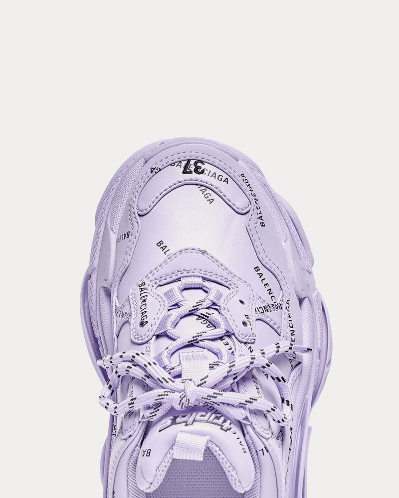 Balenciaga Triple S Allover Logo Lilac Low Top Sneakers - 5