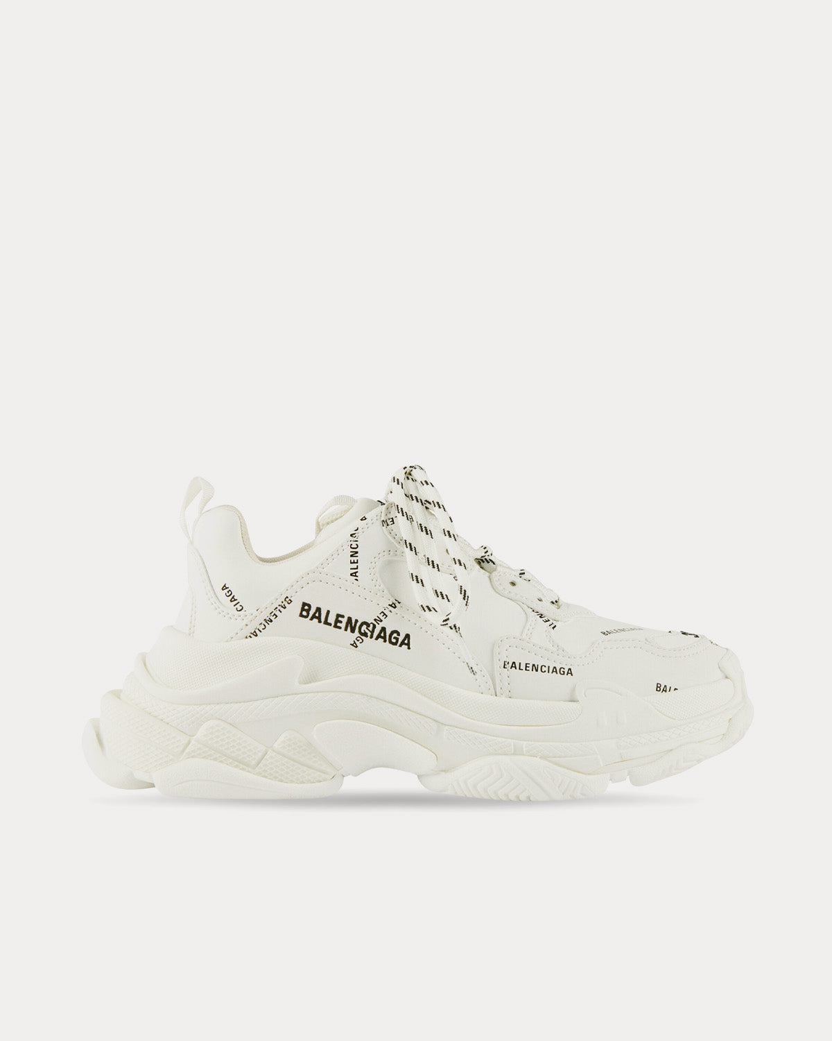 Balenciaga Triple S Allover Logo White Low Top Sneakers - 1