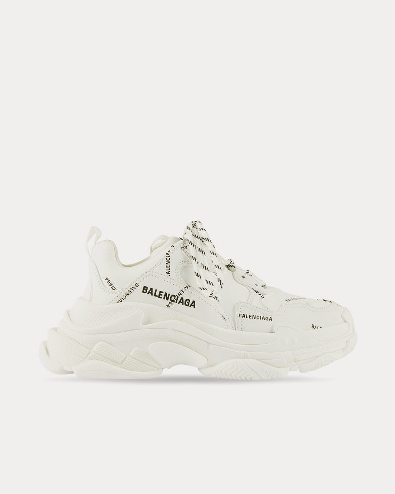 Balenciaga Triple S Allover Logo White Low Top Sneakers - 1