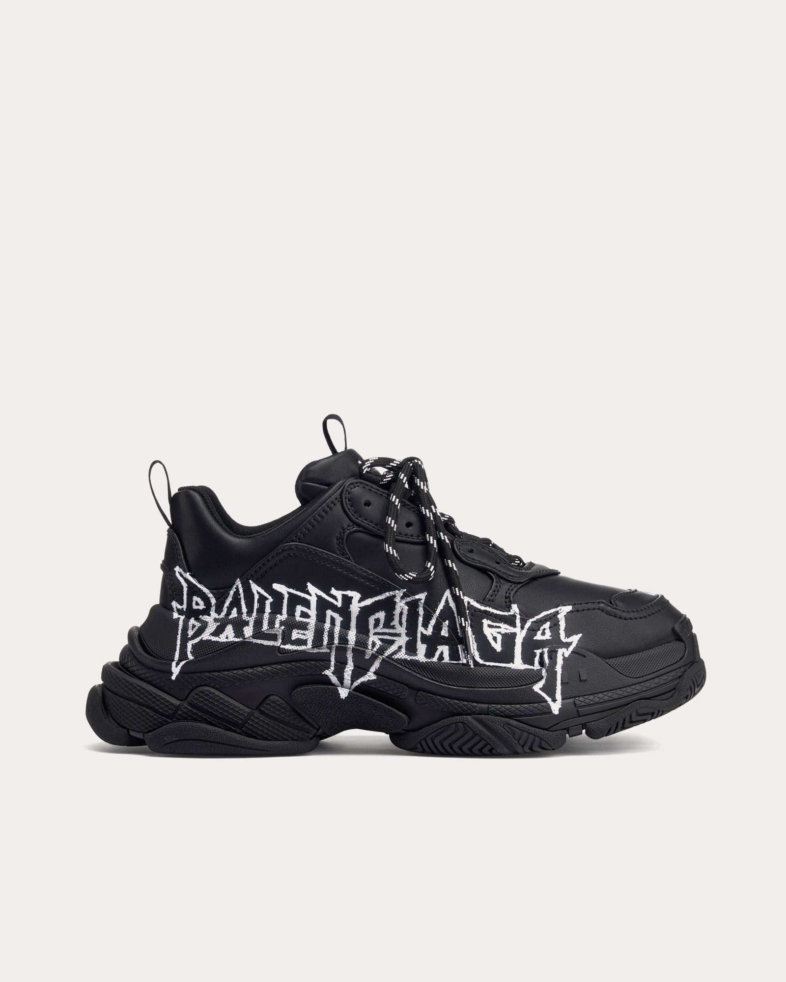 Balenciaga Triple S DIY Metal Artwork Printed Cowskin Black / White Low Top Sneakers - 1