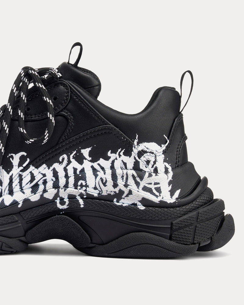 Balenciaga Triple S DIY Metal Artwork Printed Cowskin Black / White Low Top Sneakers - 4