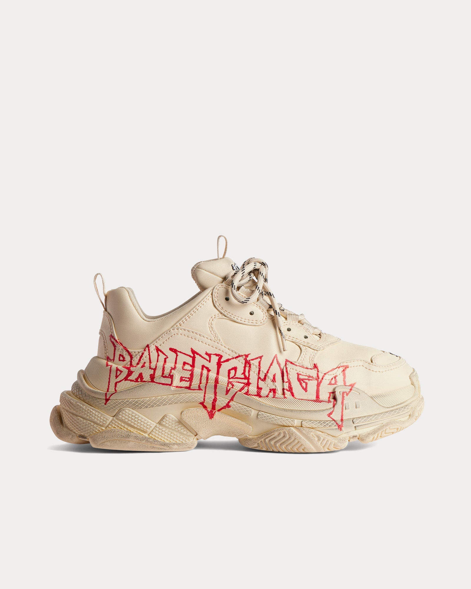 Balenciaga Triple S DIY Metal Artwork Printed Cowskin White Red Black Low Top Sneakers Beige Balenciaga US US