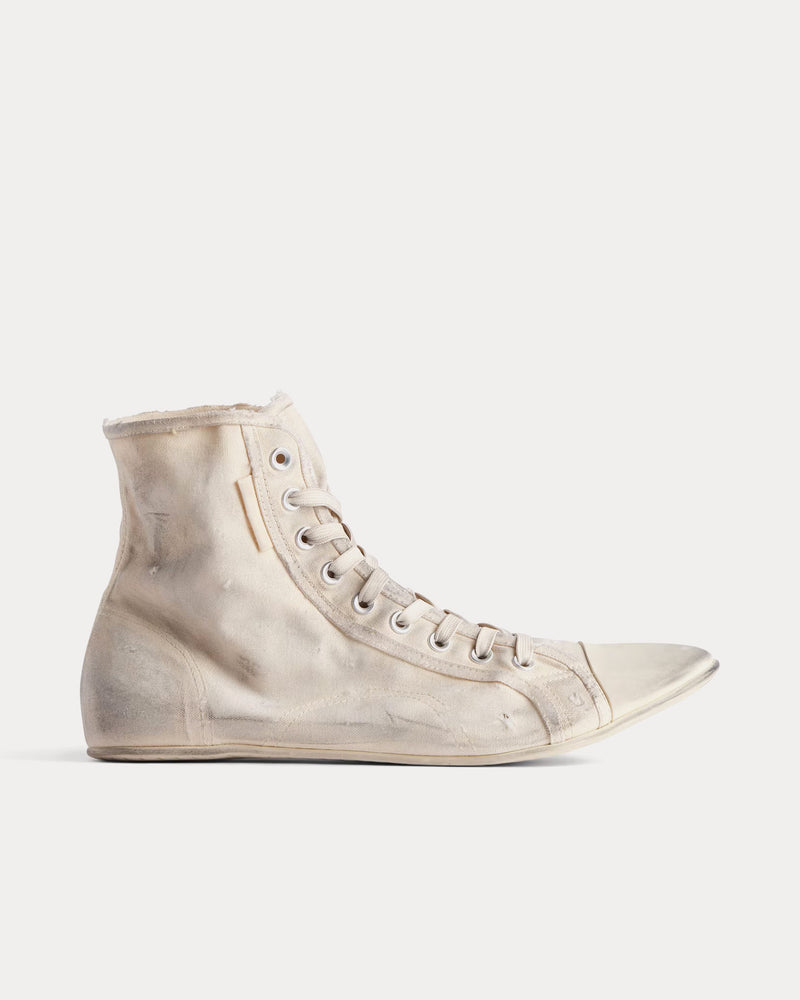 Balenciaga Paris Ultra Flat Recycled Canvas White High Top Sneakers - 1