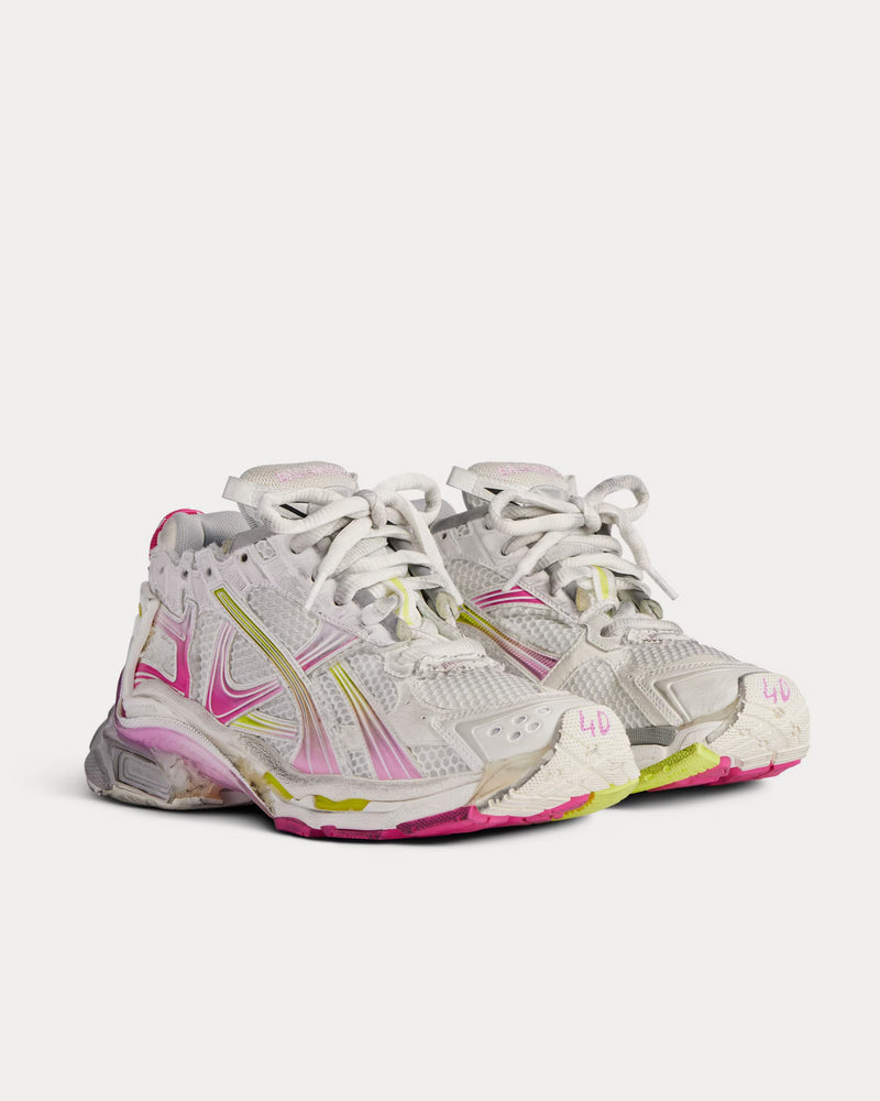 Balenciaga Runner Gradient White / Grey / Pink / Neon Yellow Low Top Sneakers - 3