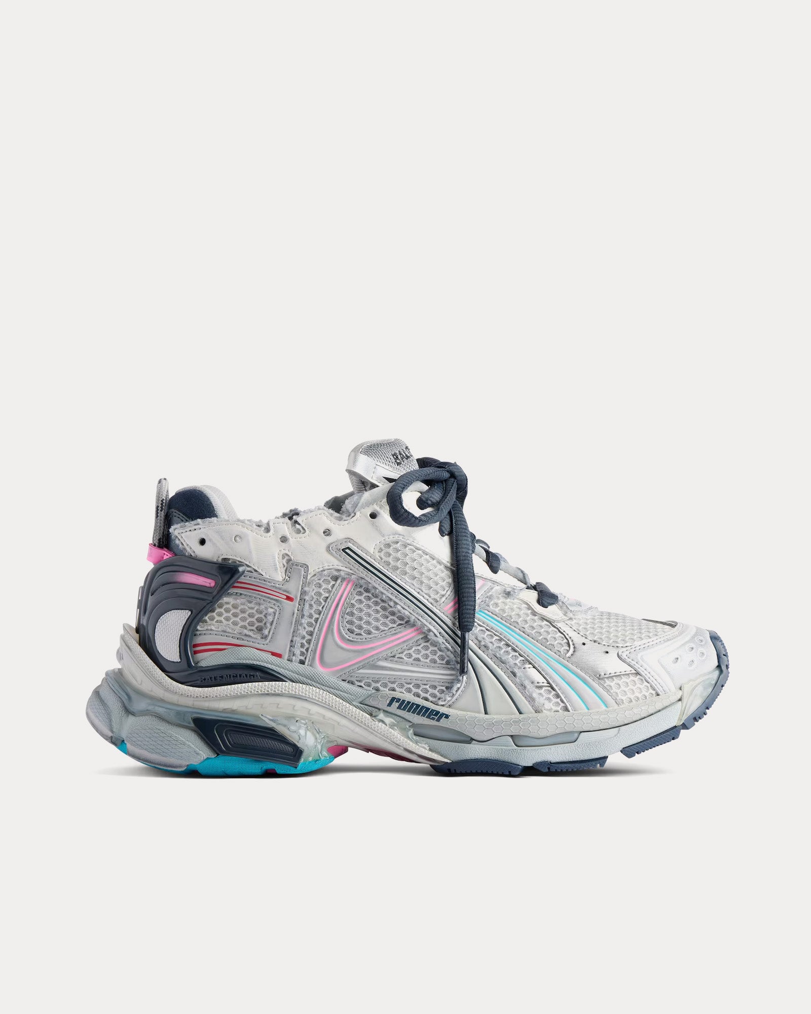 Balenciaga Runner Polyurethane Polyester Mesh Eggshell Grey Pink Blue Low Top Sneakers Grey Balenciaga US US