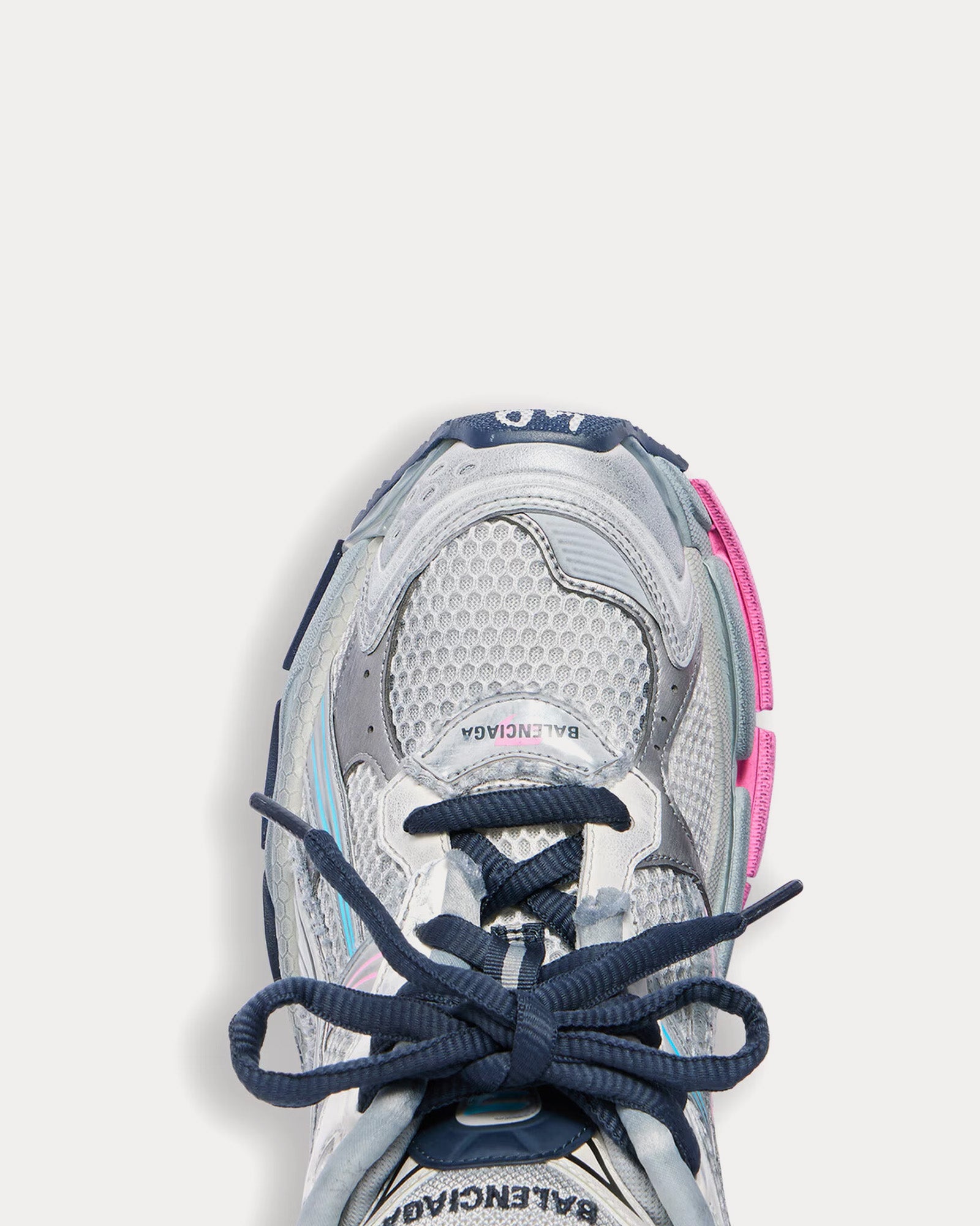 Balenciaga Runner Polyurethane & Polyester Mesh Eggshell / Grey / Pink / Blue Low Top Sneakers - 6