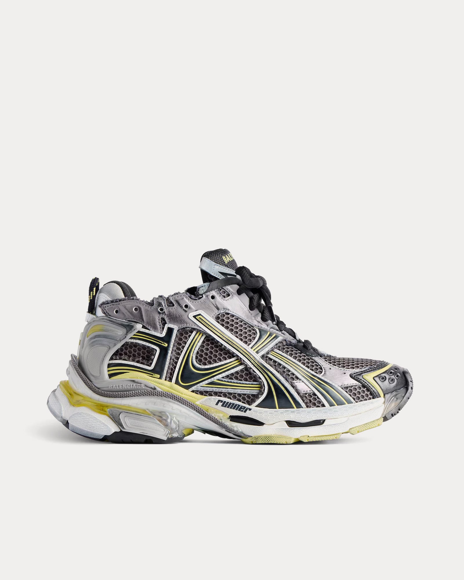 Balenciaga Runner Mesh & Nylon Grey / Yellow / White Low Top Sneakers - 1