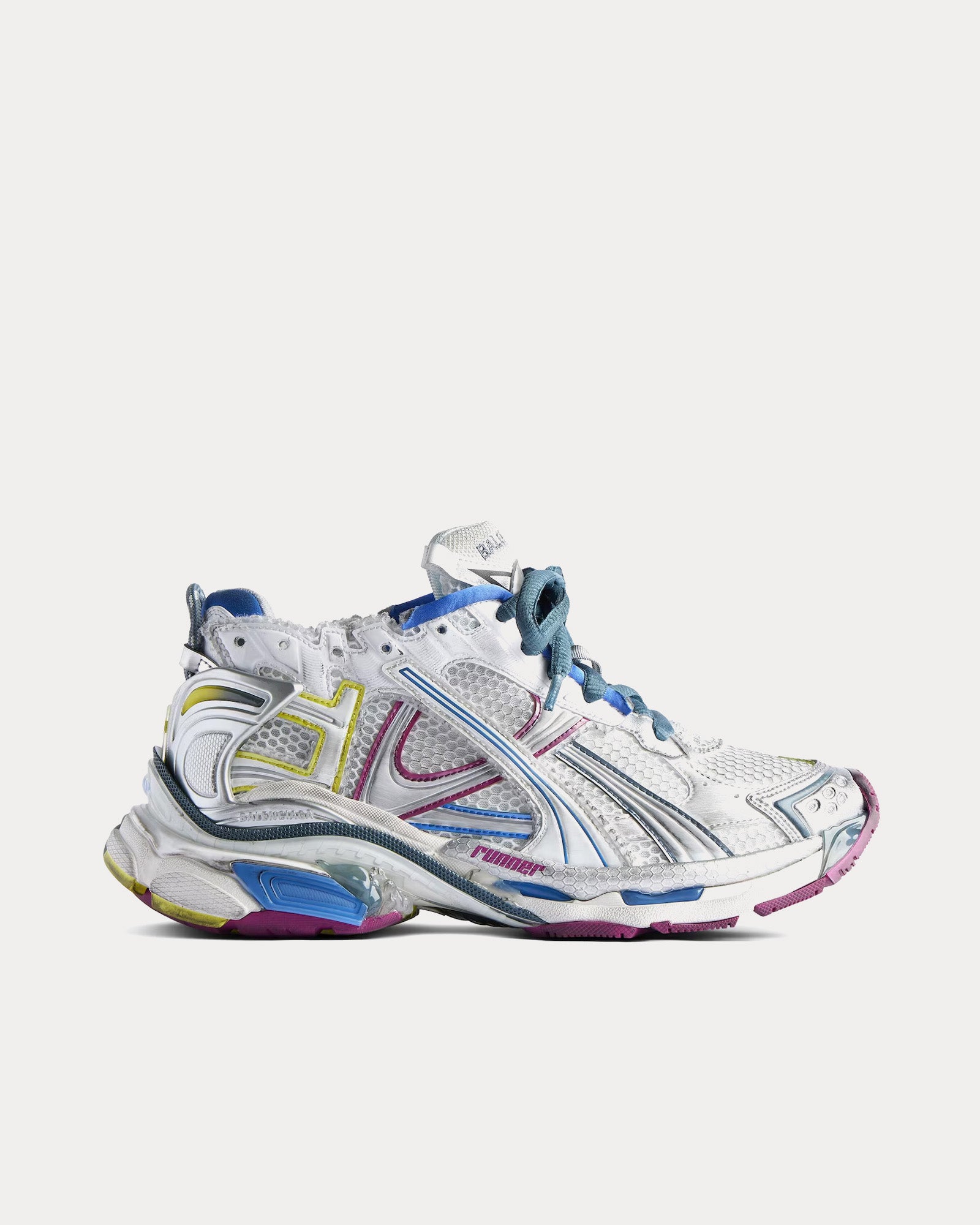 Balenciaga Runner Mesh & Nylon White / Blue / Purple / Yellow Low Top Sneakers - 1