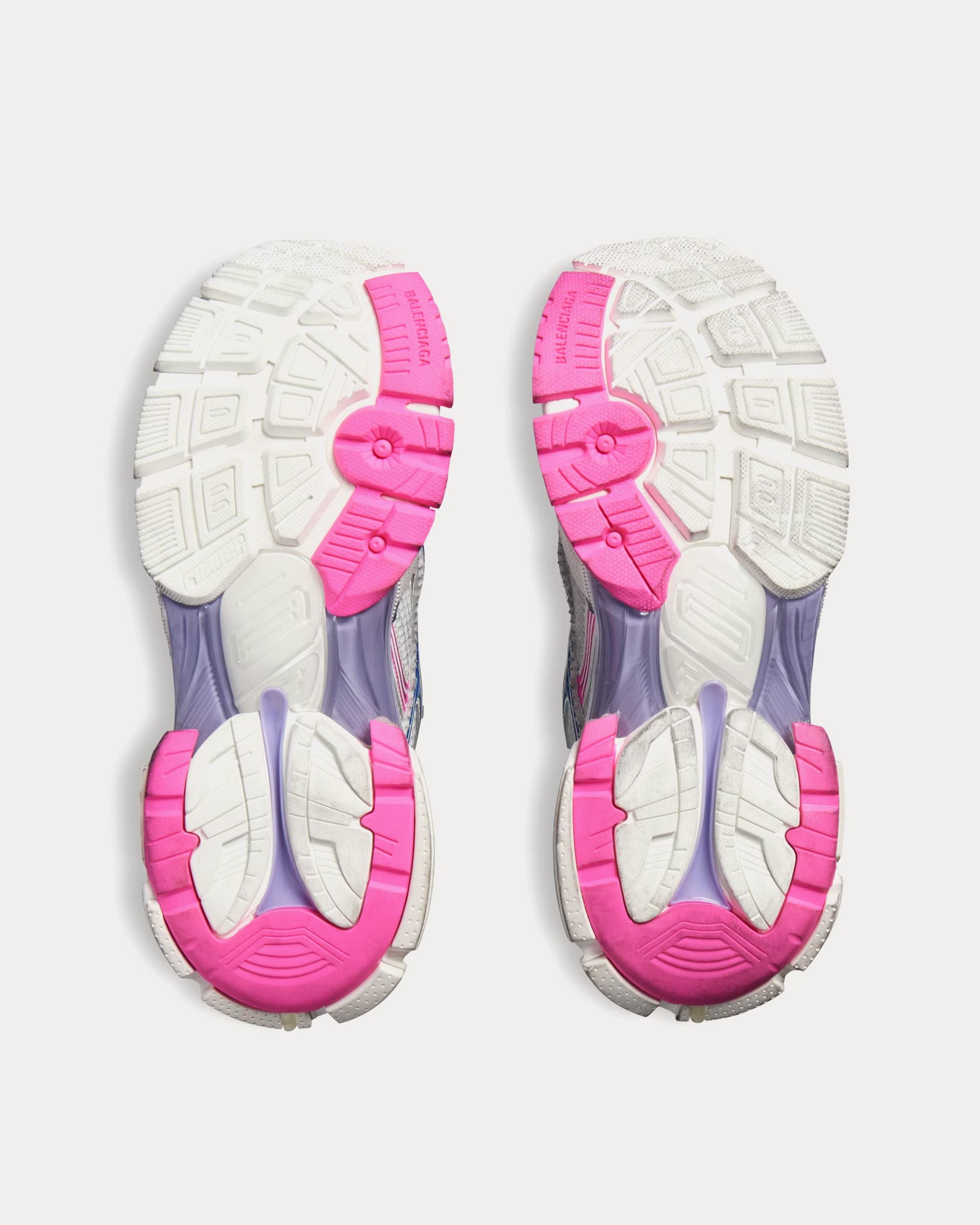 Balenciaga Runner Polyurethane & Polyester Mesh White / Lilac / Neon Pink / Navy Low Top Sneakers - 5