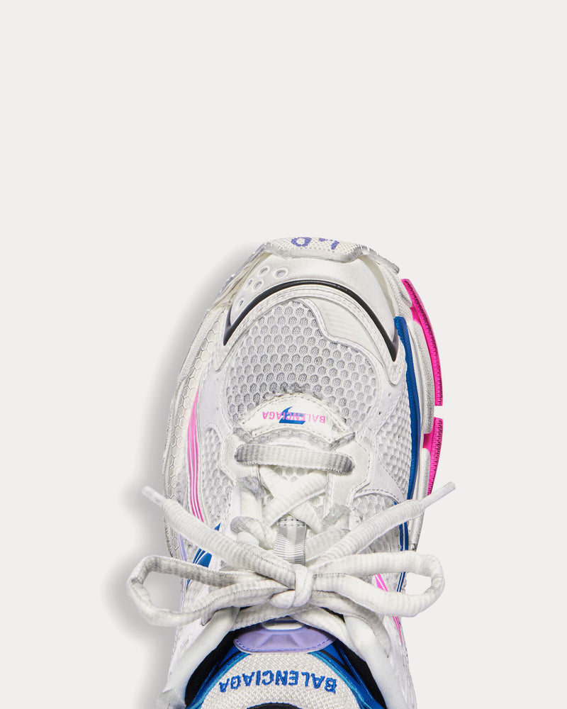 Balenciaga Runner Polyurethane & Polyester Mesh White / Lilac / Neon Pink / Navy Low Top Sneakers - 6