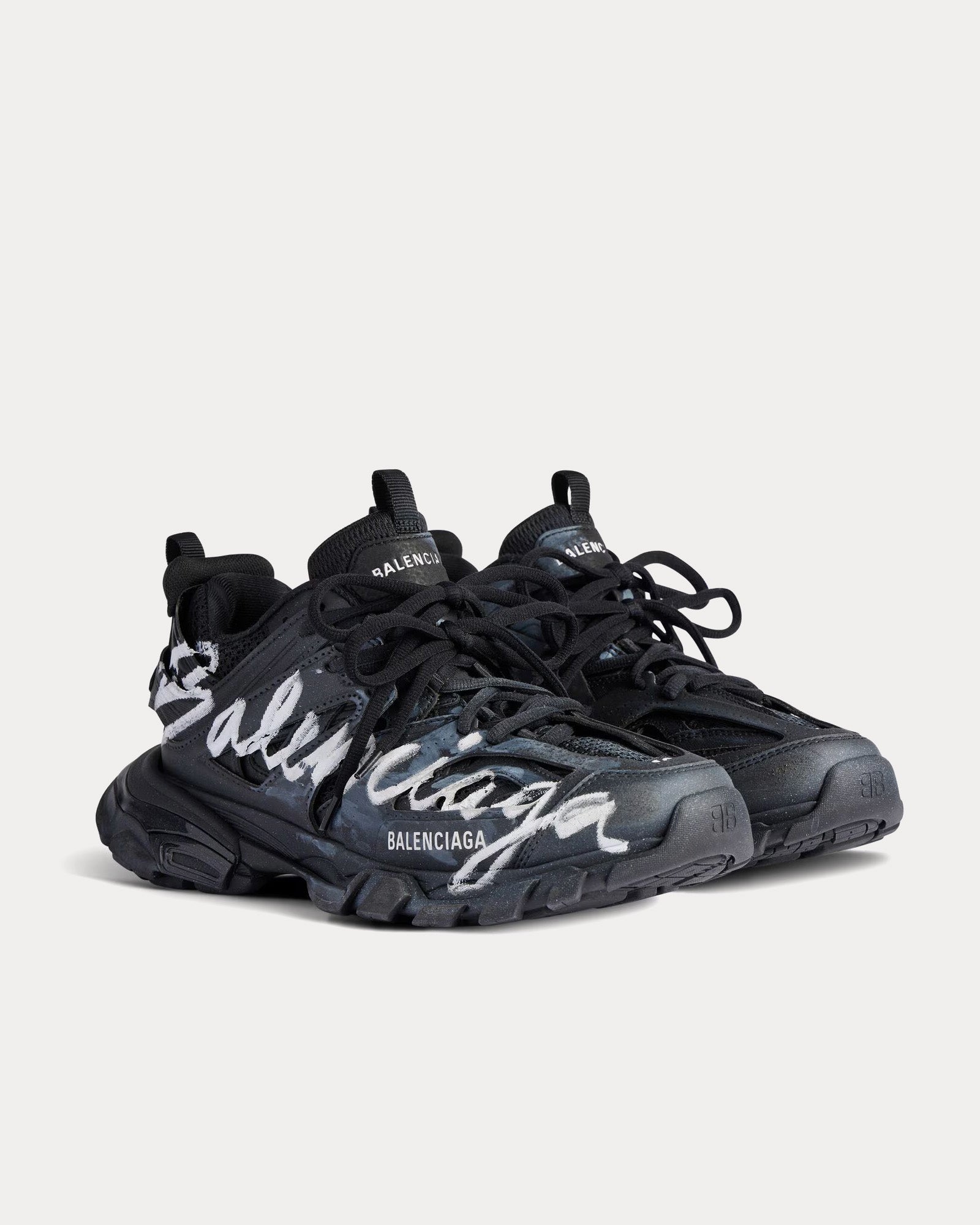 Balenciaga Track Signature Black / White Low Top Sneakers - 3