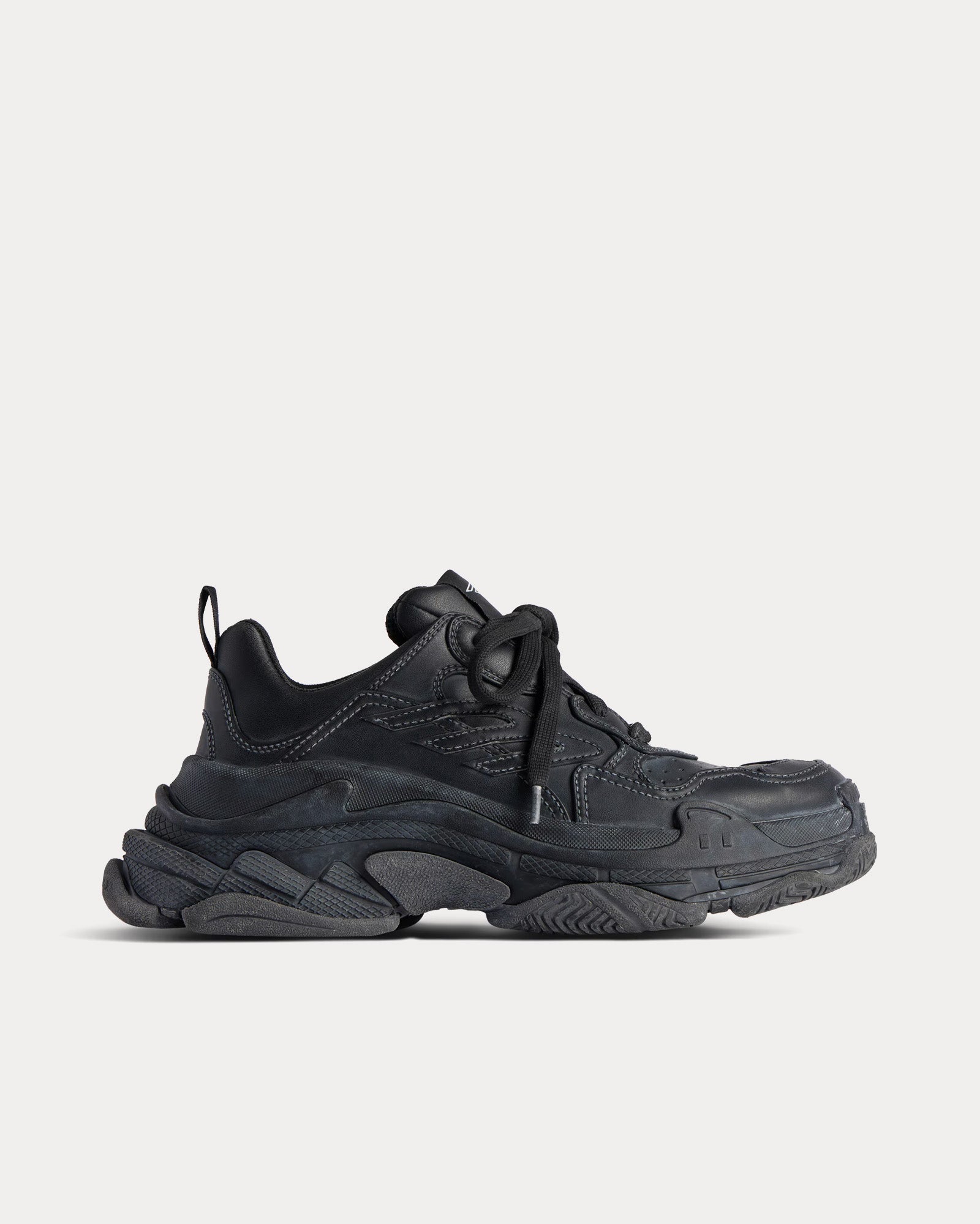 Balenciaga Triple S Sporty Polyurethane Black Low Top Sneakers - 1