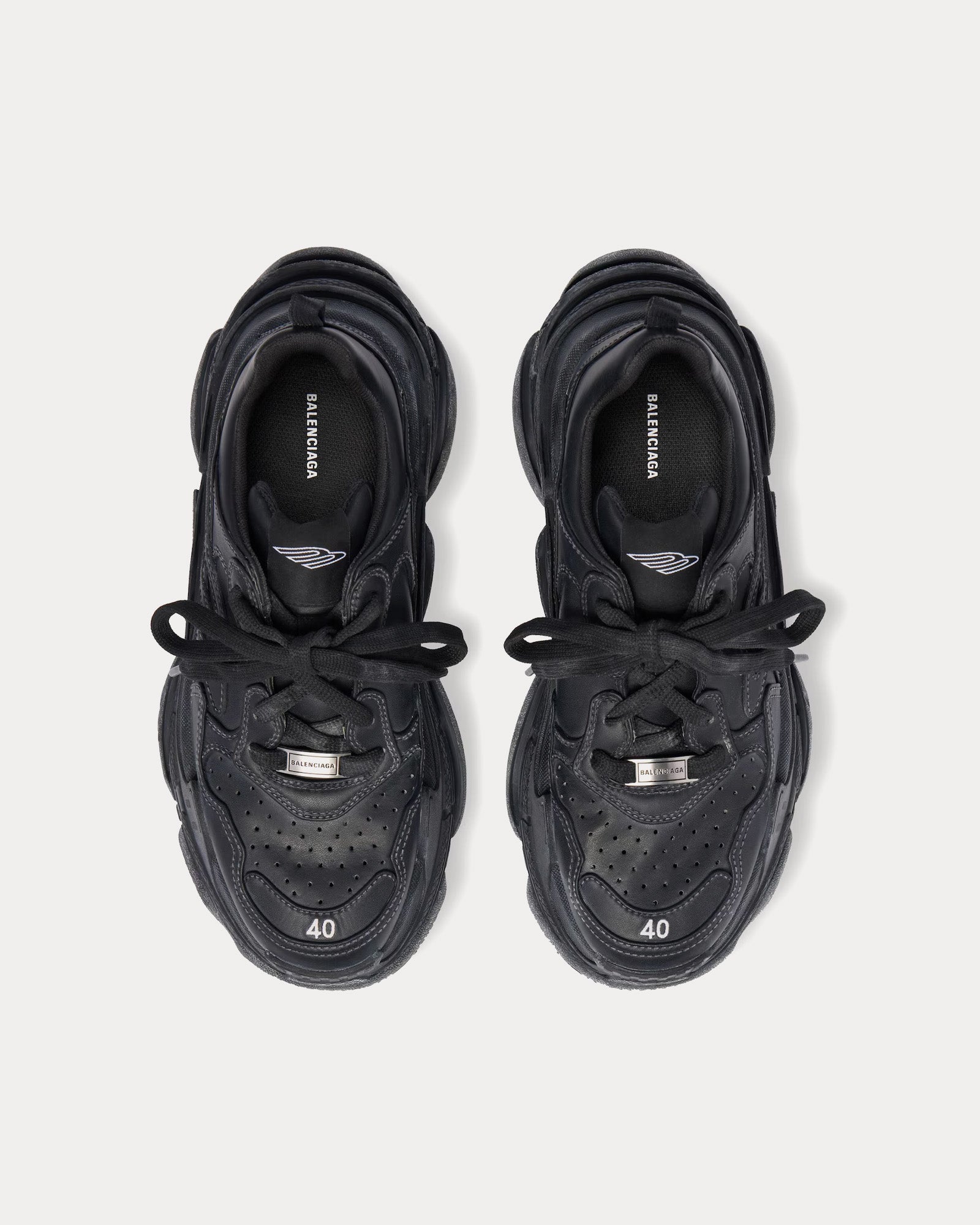 Balenciaga Triple S Sporty Polyurethane Black Low Top Sneakers - 2