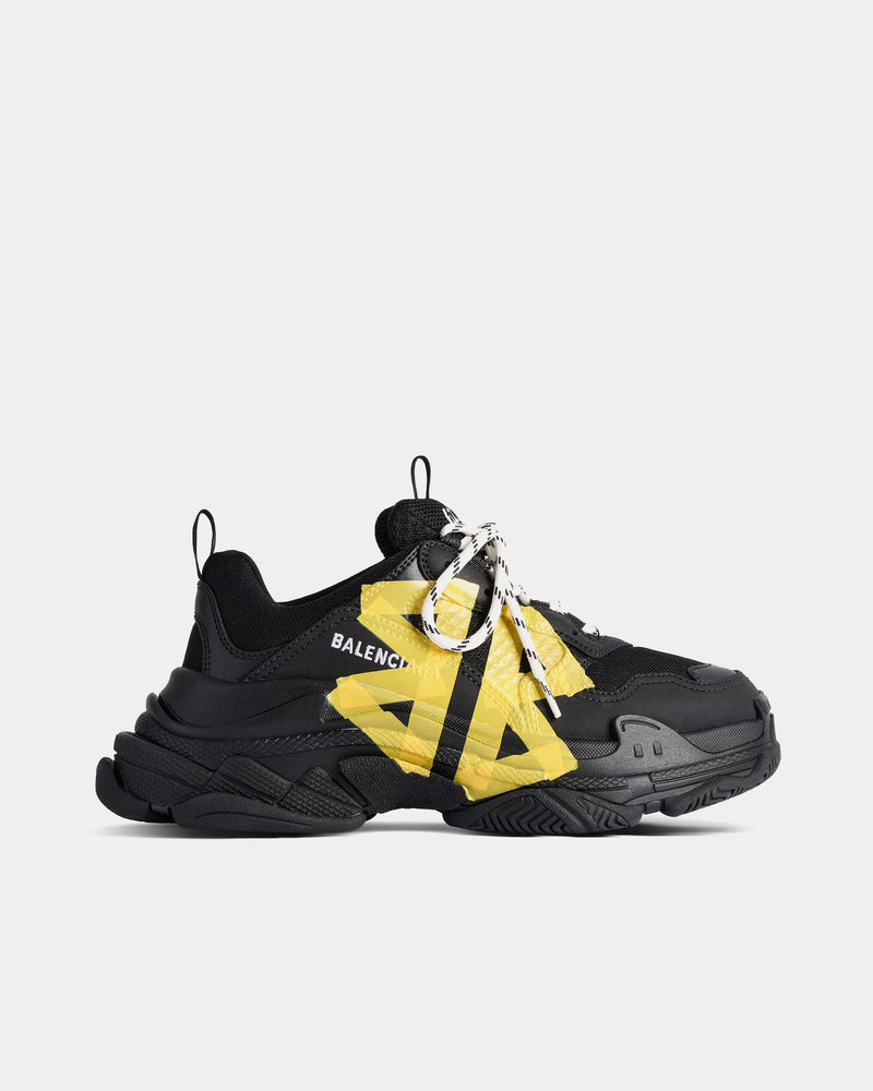 Balenciaga Triple S Tape Type Black / Yellow Low Top Sneakers - 1