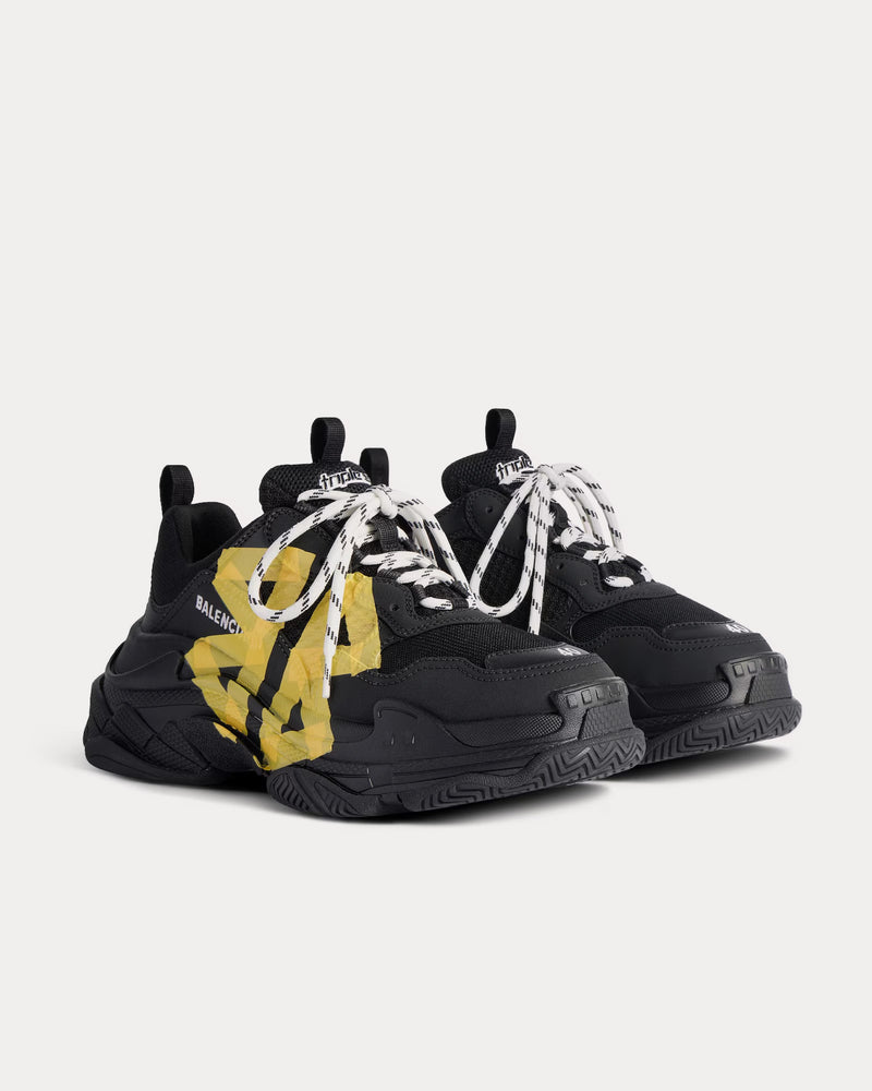 Balenciaga Triple S Tape Type Black / Yellow Low Top Sneakers - 3