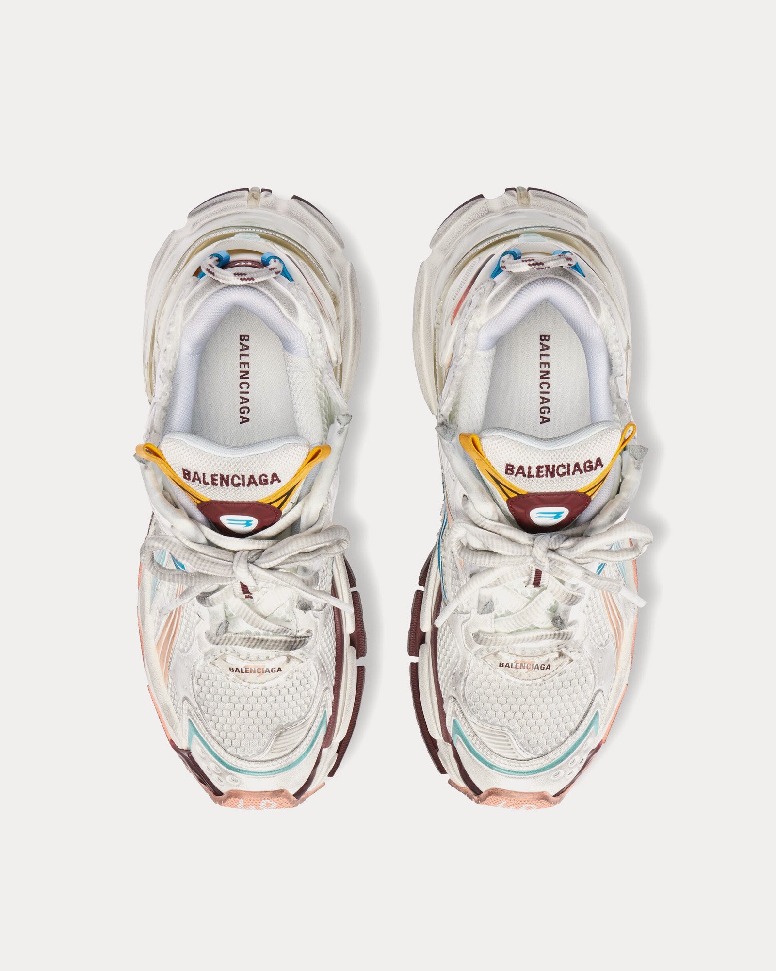 Balenciaga Runner Mesh & Nylon White / Yellow / Pink / Blue Low Top Sneakers - 2