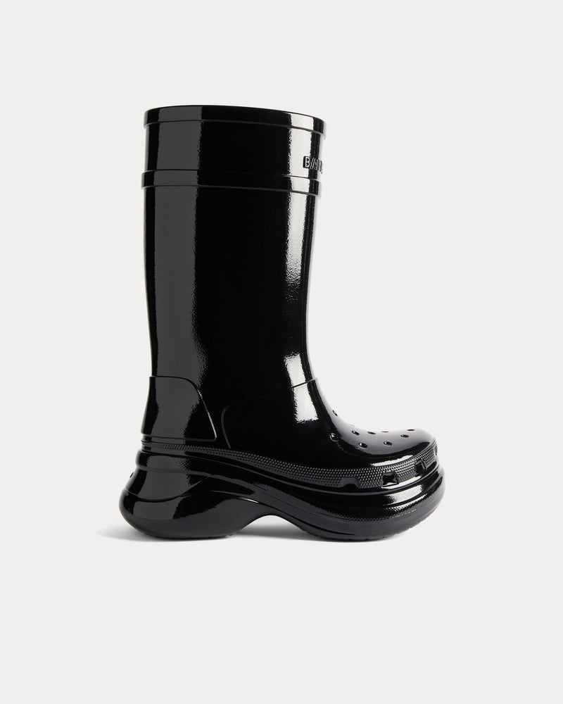 Balenciaga x Crocs Patent Rubber Black Boots - 1